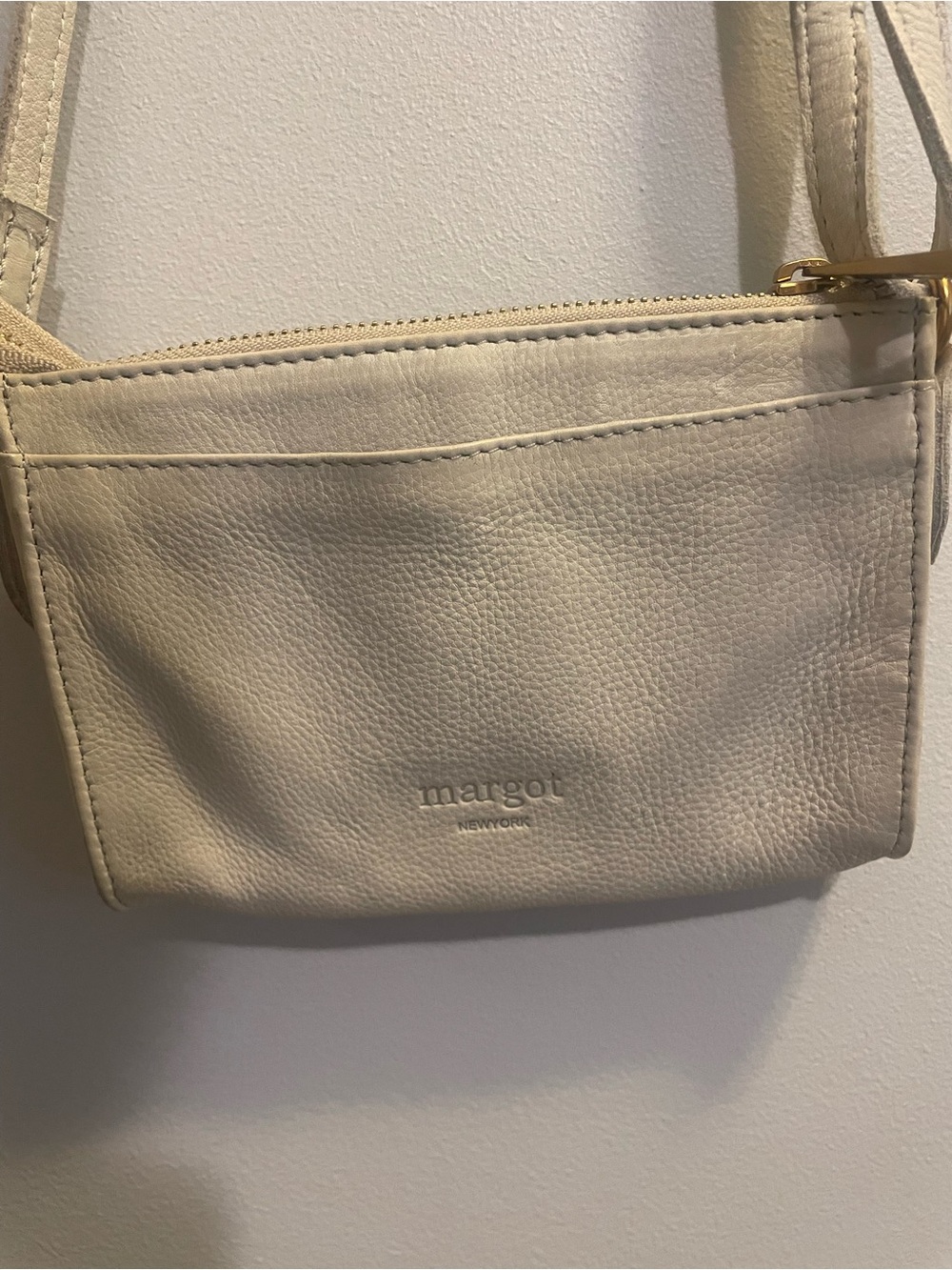 Margot New York Cream Leather Crossbody Bag